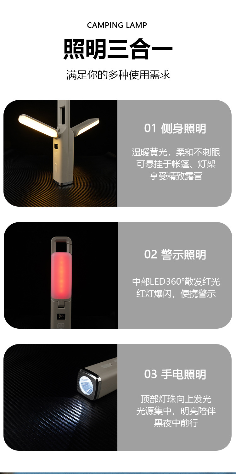 Cross-border outdoor lights, camping lighting, tent lamps, led multi-functional flashlights, camping atmosphere lights, high-intensity flashlights pic 7