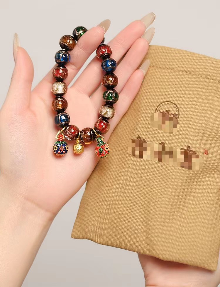 Wholesale of popular online incense ash glass bead bracelets, handcrafted incense ash glass bead bracelets for both men and women, and multi-treasure jewelry pic 6