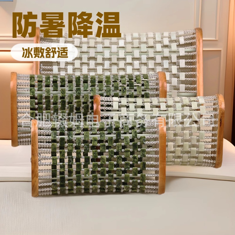 天然玉石枕头岫玉汗蒸保健夏凉透气降温冰凉玉片枕空心颈椎枕详情3