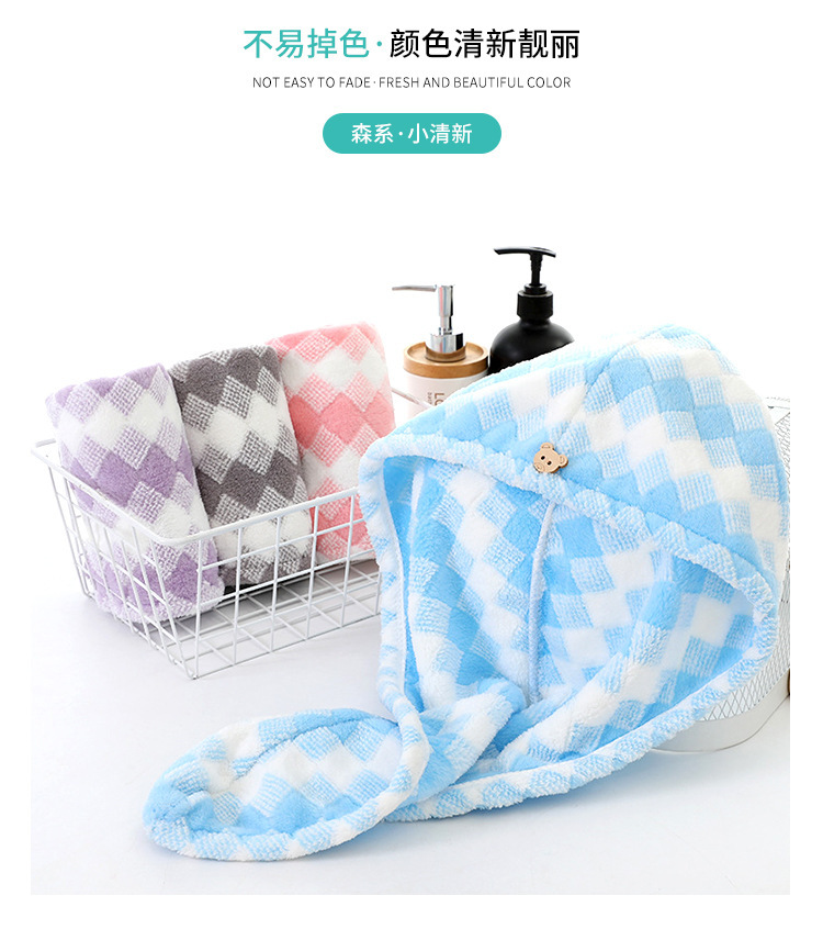 【 Chi Jia 】 Coral Fleece dry hair cap, Absorbent shampoo towel, Hair drying headscarf, cute shower cap, dry hair towel pic 3
