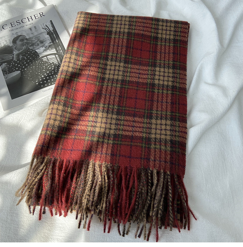 一件代发格子围巾女秋冬学生新款围脖韩系流苏高级氛围感保暖情侣百搭披肩地摊批发详情12