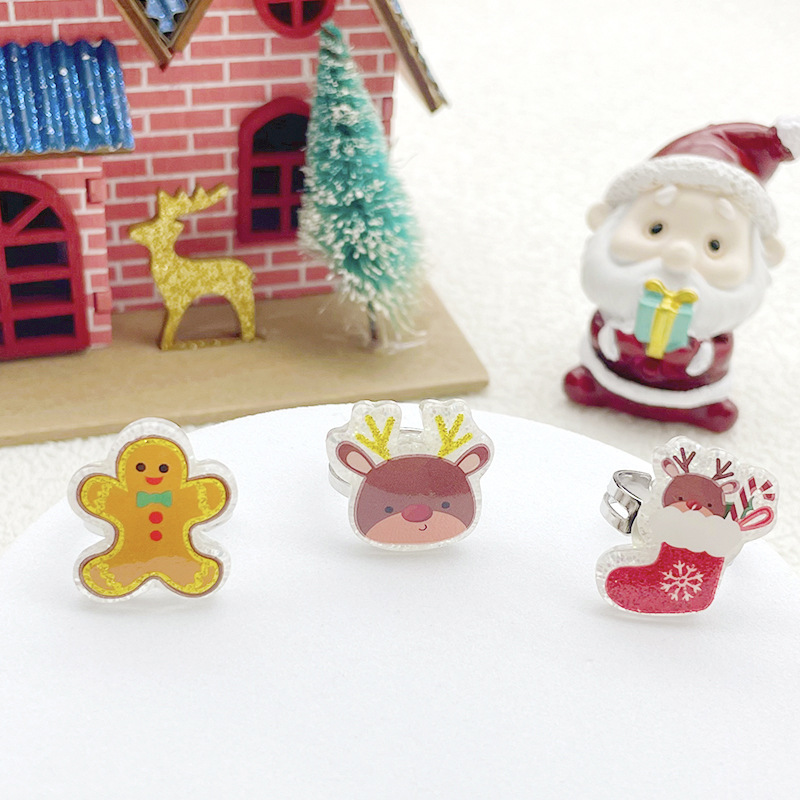 【可以】新款卡通树脂可调节戒指玩具圣诞儿童戒指圣诞节日礼物详情14