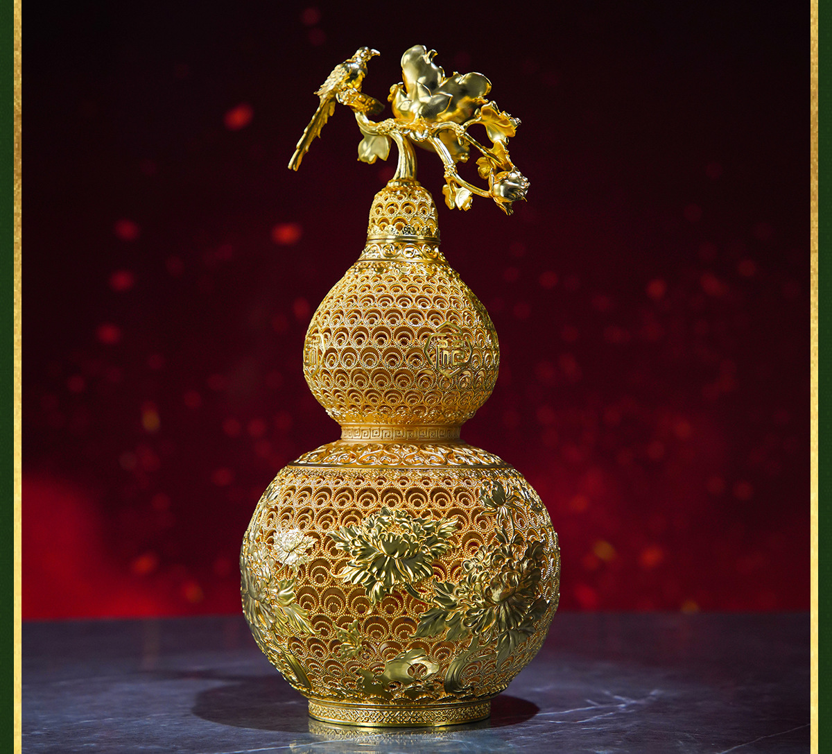 厂家直销《花开富贵花丝葫芦》铜葫芦摆件玄关装饰品乔迁新居礼品详情4