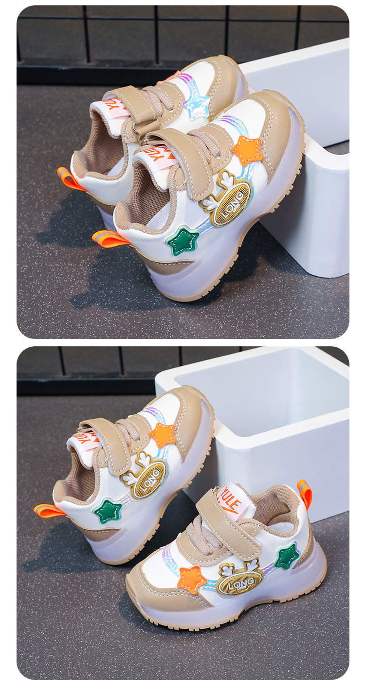 2024春秋季新款男童运动鞋皮面亮灯宝贝儿童鞋子女童鞋防水跑步鞋详情17