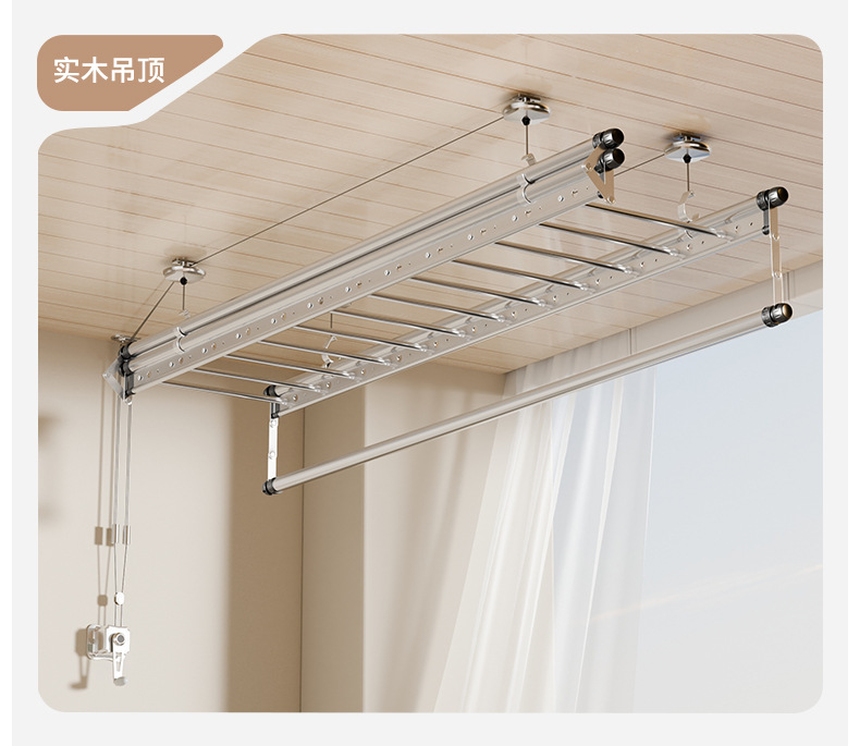 升级款加厚晾衣架升降手摇双杆晒衣架子家用小阳台折叠伸缩凉衣架详情19