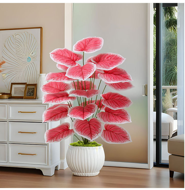 Artificial green plants, artificial flowers, wedding decorations, plastic red-leaf plants, Nordic-style indoor and outdoor floor-standing decorative items pic 3