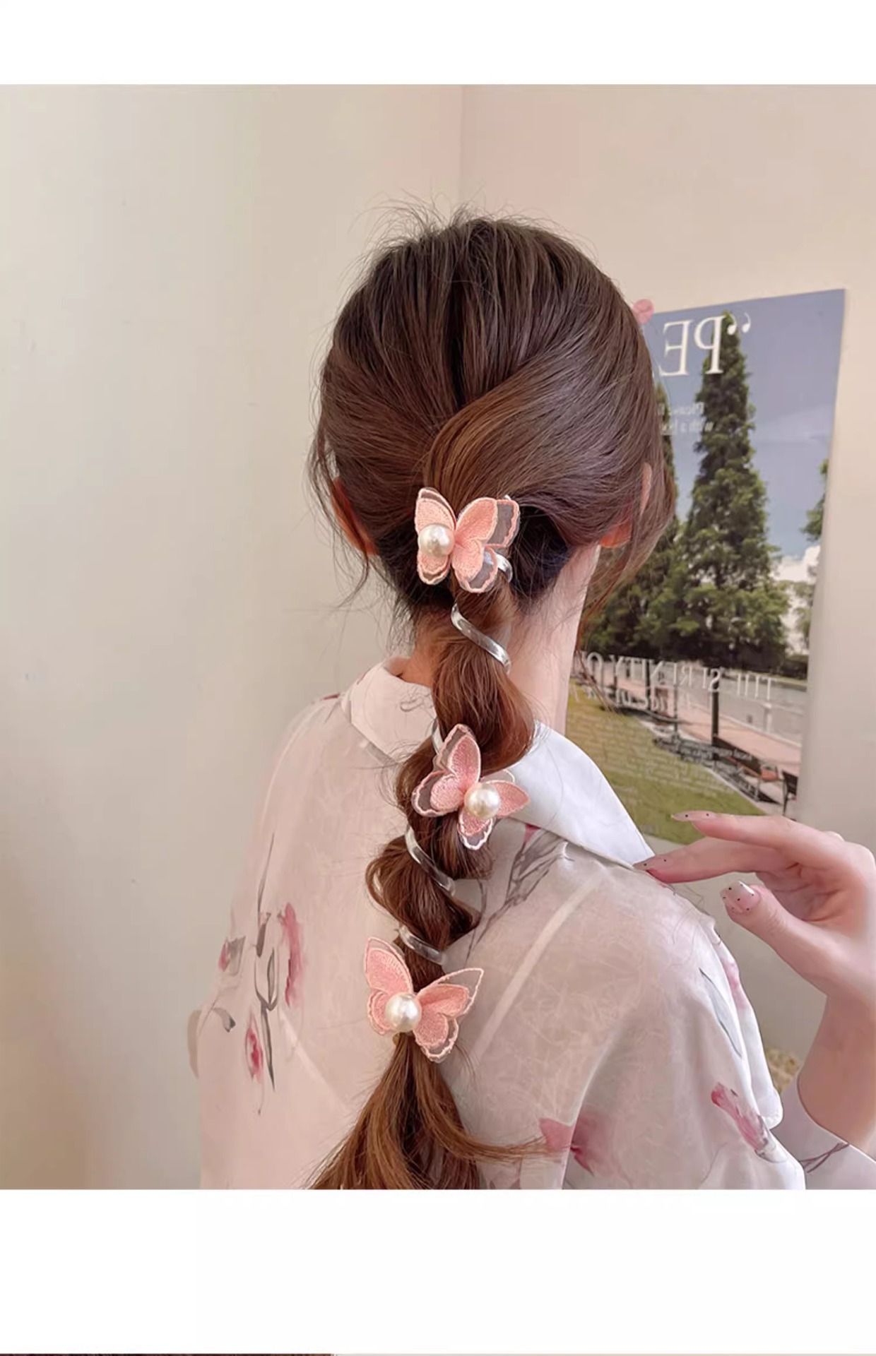 Forest-style butterfly bubble braid hair tie for women 2024, a new high-end French telephone line hair band and ponytail braiding tool pic 13