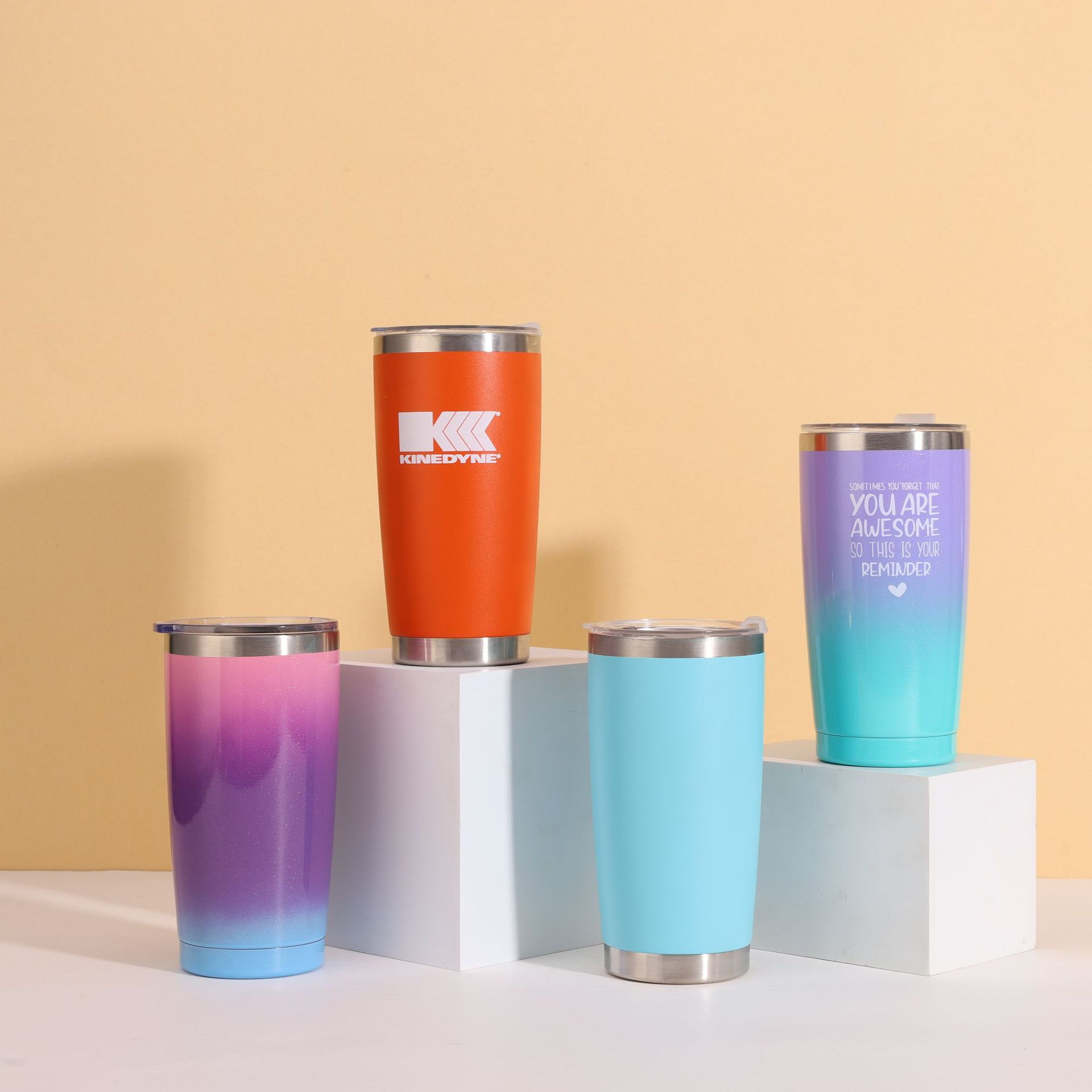 New American-style solid color 20oz powder-coated car cup, 304 stainless steel large-capacity vacuum portable water cup, insulated cup pic 3