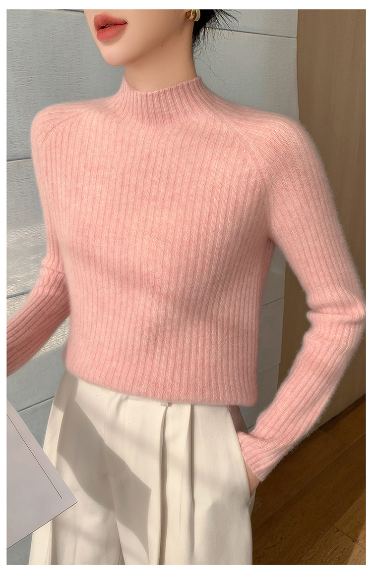 100% cashmere semi-high-neck cashmere sweater for women in autumn and winter, long-sleeved knitted base layer, thick warm sweater for women pic 16