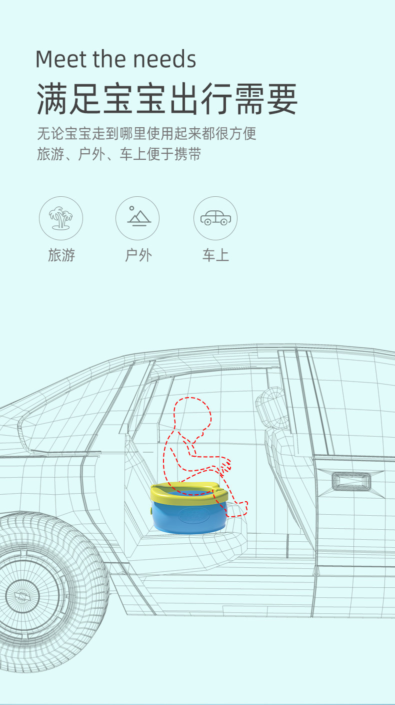 儿童坐便器可折叠收纳香蕉马桶宝宝车载尿桶婴幼儿座便器便携便盆详情3