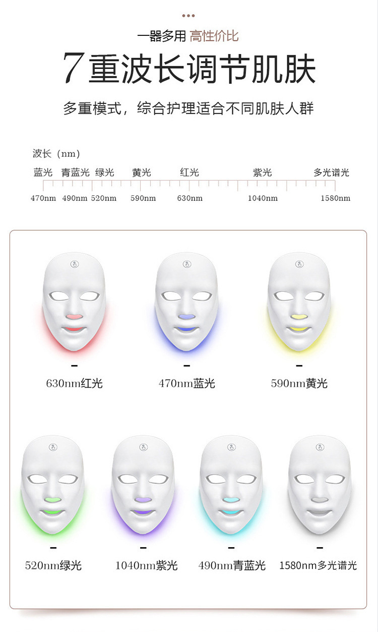 shanilak Cross-border Skin Rejuvenation Mask Home silicone photonic LED large row Light multi-wavelength color Light Skin care and beauty device pic 4