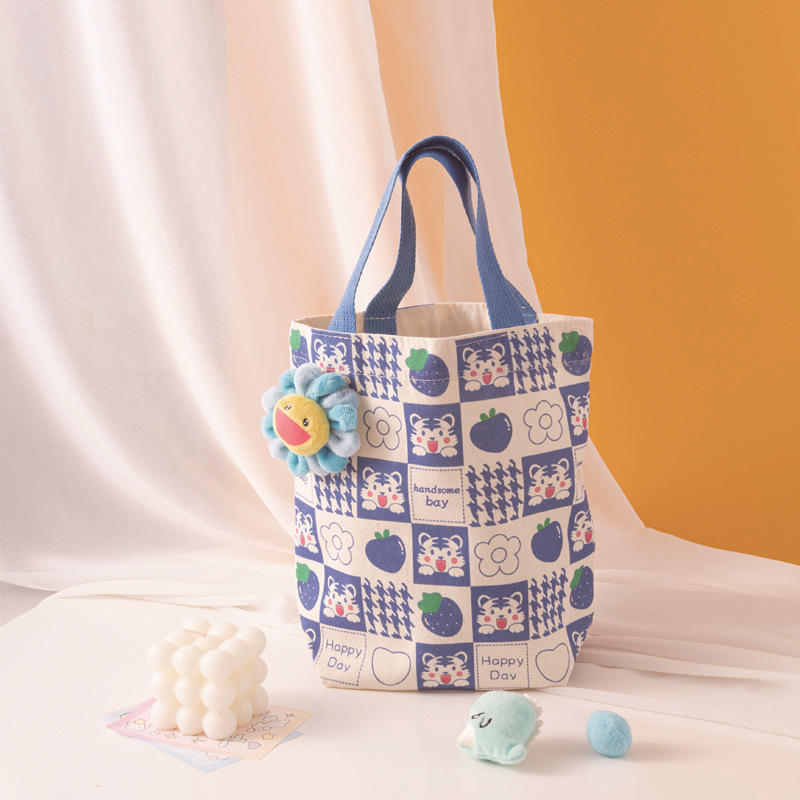 New souvenirs: Cute rabbit, tiger, ins hand-held canvas bag, lunch bag, fashionable lunch box bag for work and commuting pic 11