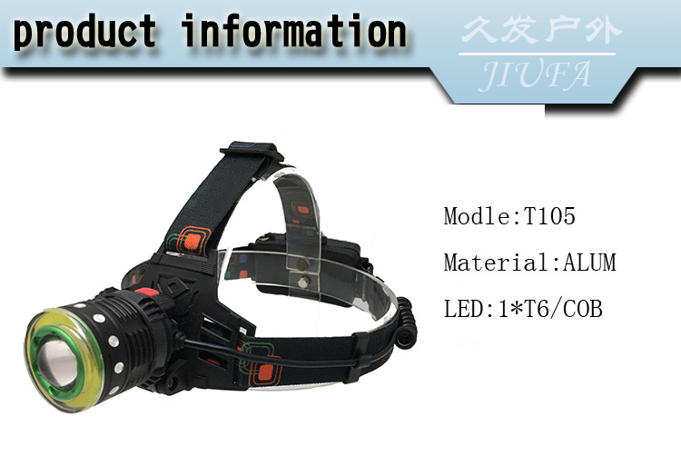 1LEDT6+COB圆头头灯USB充电酷闪泛光矿灯野营灯聚光灯强光详情3