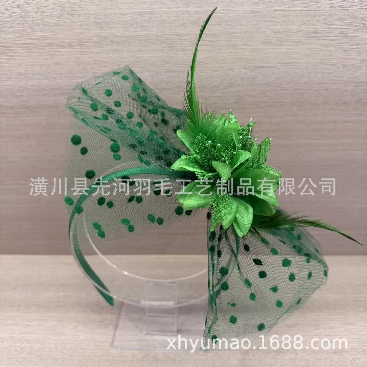 复古风羽毛花朵网纱发箍新娘婚礼礼帽旅拍头饰饰品发饰头纱详情32