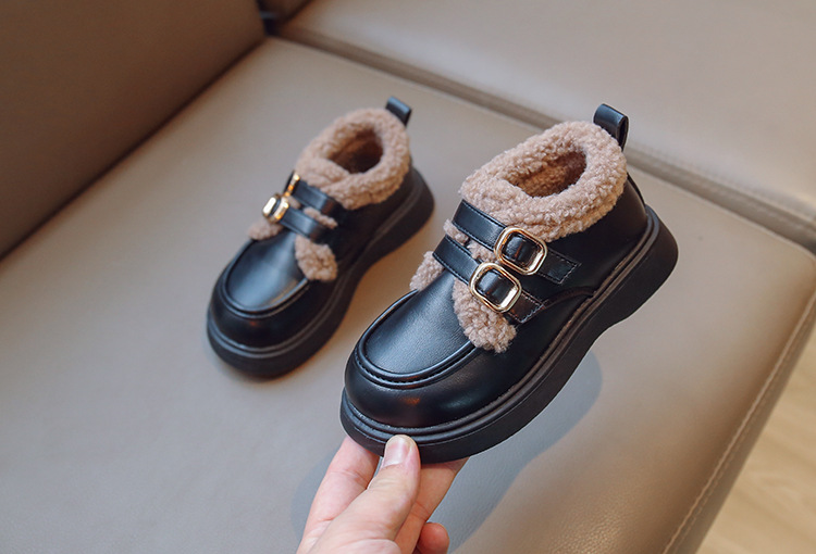 女童棉鞋加绒英伦风公主鞋2024秋冬新款保暖加厚软底小女孩豆豆鞋详情13