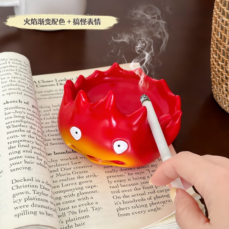 小火焰卡西法烟灰缸家用桌面装饰摆件创意带盖防飞灰烟缸烟蛊摆件详情3