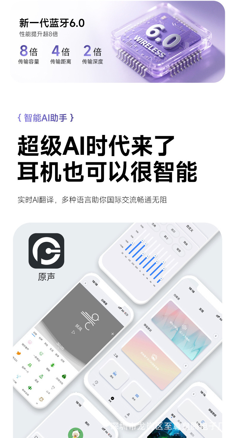 AI intelligent translation, wireless Bluetooth headphones, long battery life, high appearance level, electroplated gray, sports ear-hanging style simultaneous interpretation pic 3