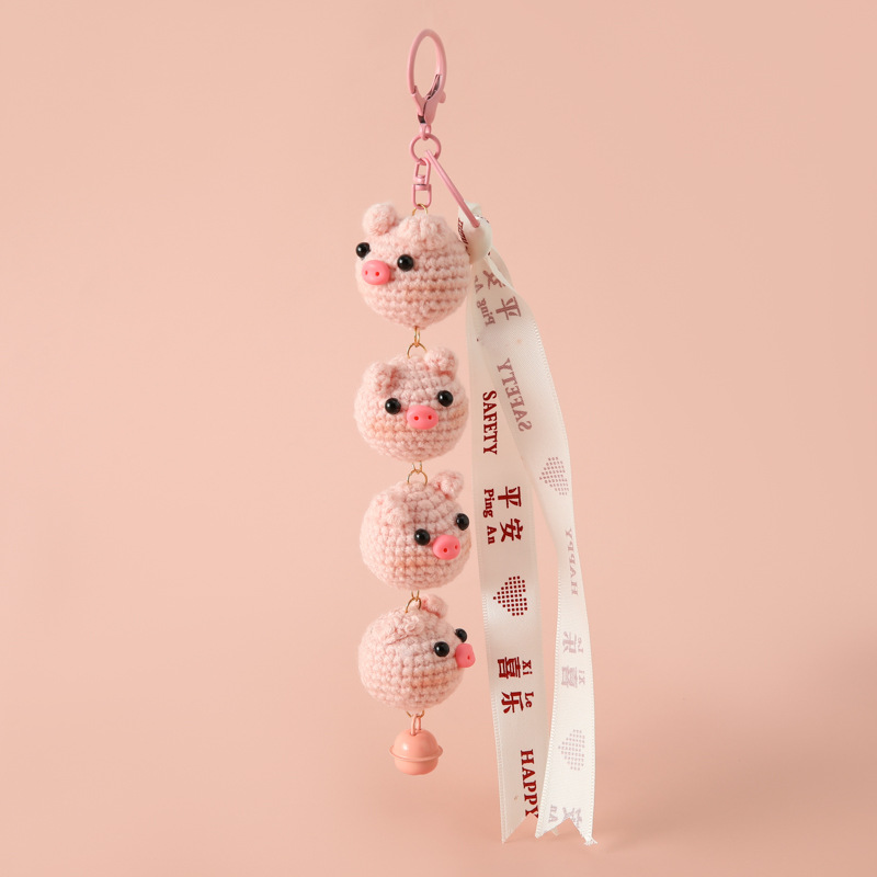 窗边手工铃铛挂件多头动物好运挂串车内装饰编织鲸鱼熊猫小鸡兔子详情9