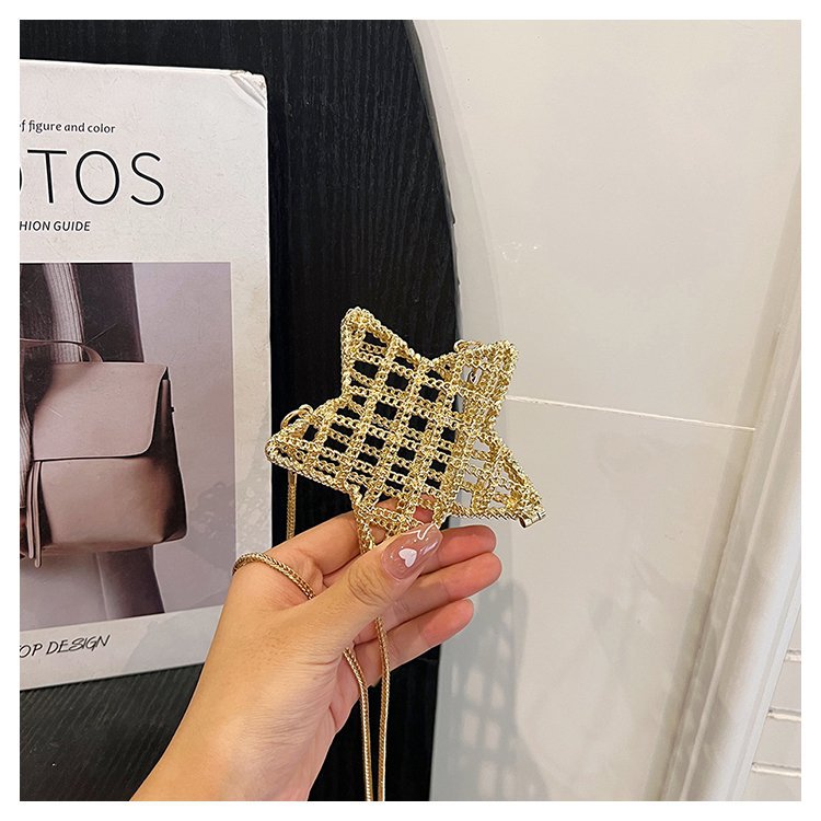 跨境2024夏新款小香风镂空金属星星包晚宴包单肩斜挎气质链条女包详情27