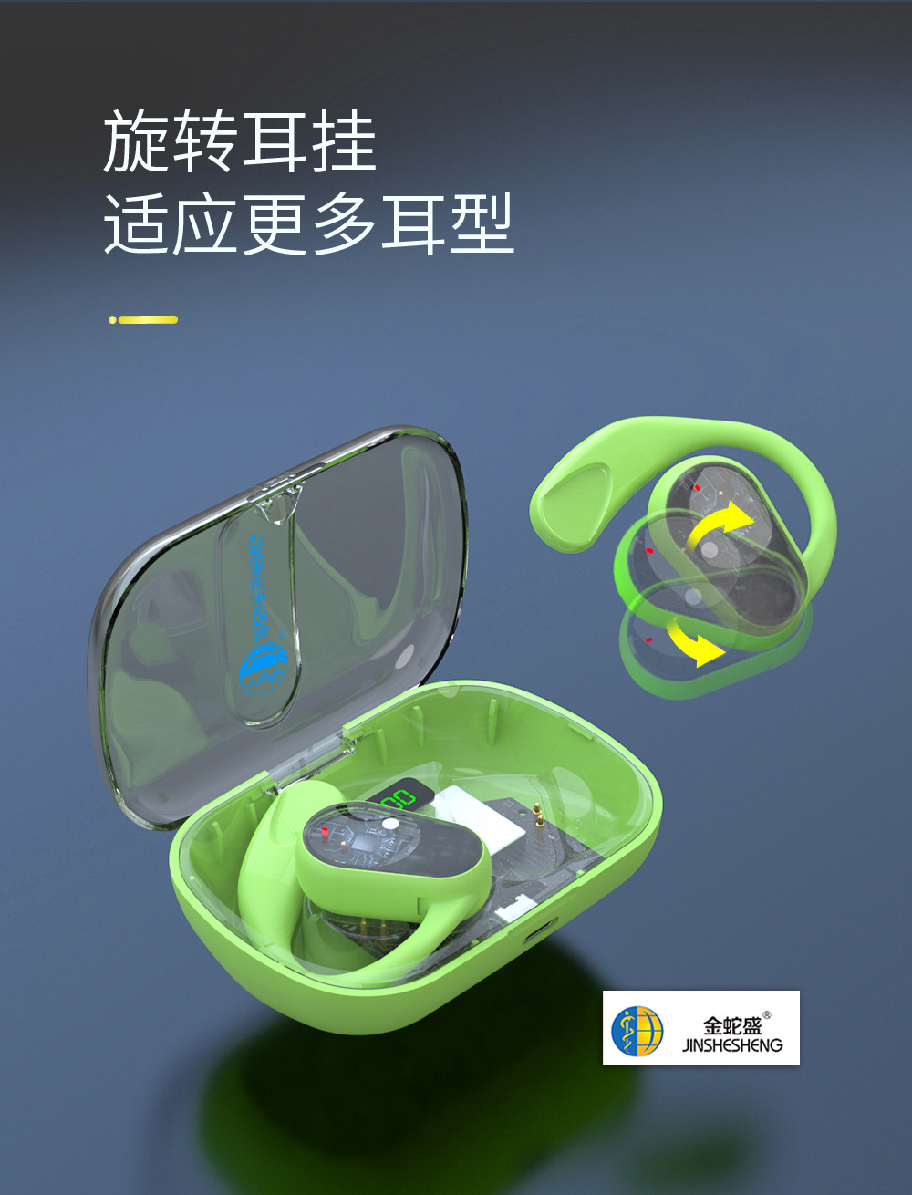 新款挂耳式蓝牙耳机超长续航不入耳TWS无线双耳创意透明耳机详情8