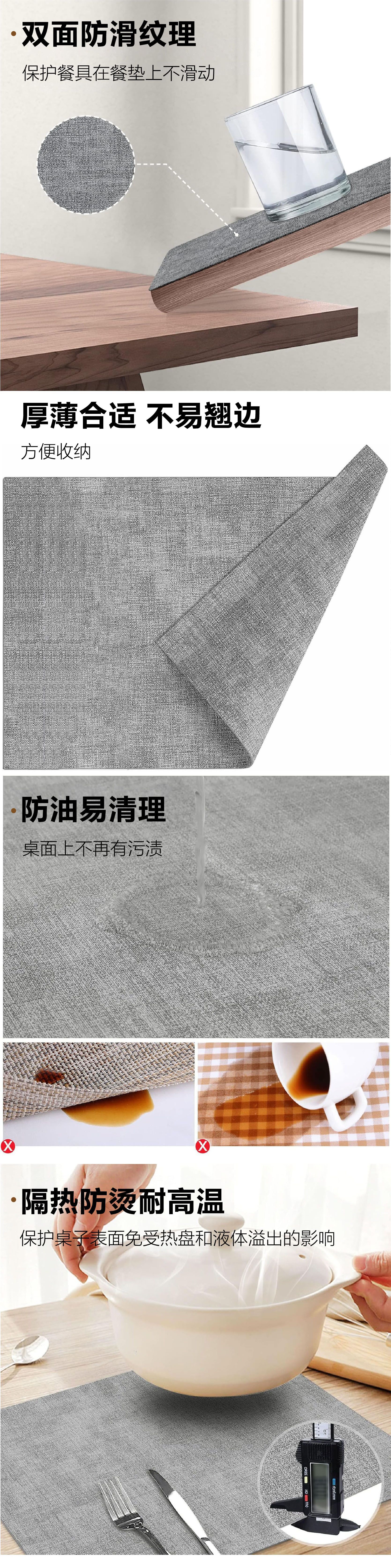 pvc免洗耐高温餐垫隔热防烫环保桌杯垫西餐厅方形酒店家用桌布垫详情4