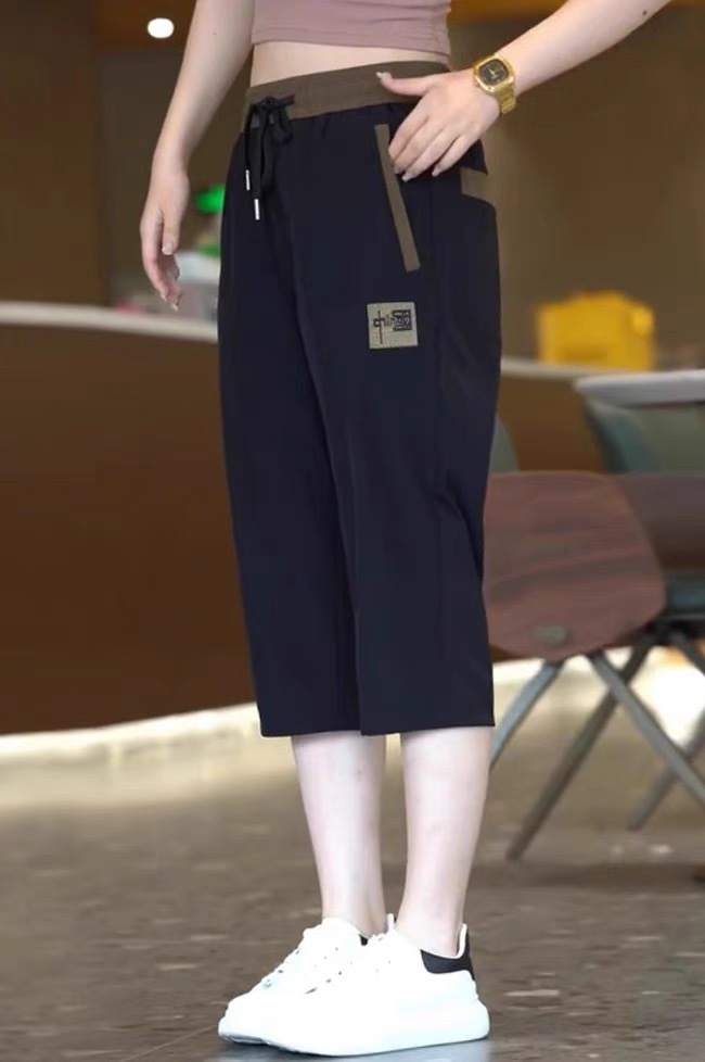 直筒休闲裤女夏季薄款冰丝速干运动裤潮流时尚百搭弹力女士七分裤详情10