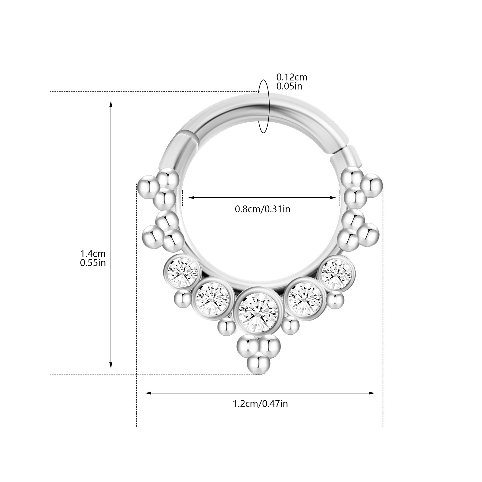 圆形镶钻耳饰鼻环穿刺 欧美跨境外贸耳饰批发 独特设计穿刺饰品 时尚潮流其他穿刺饰品详情6