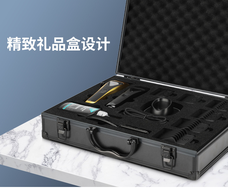 VGR015跨境电推剪专业沙龙发廊男士带底座磁悬浮礼盒款理发器套装详情9