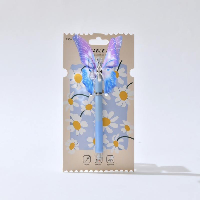 Chenxi butterfly-shaped press erasable gel pen Crystal blue Student black stationery wholesale erasable pen pic 14