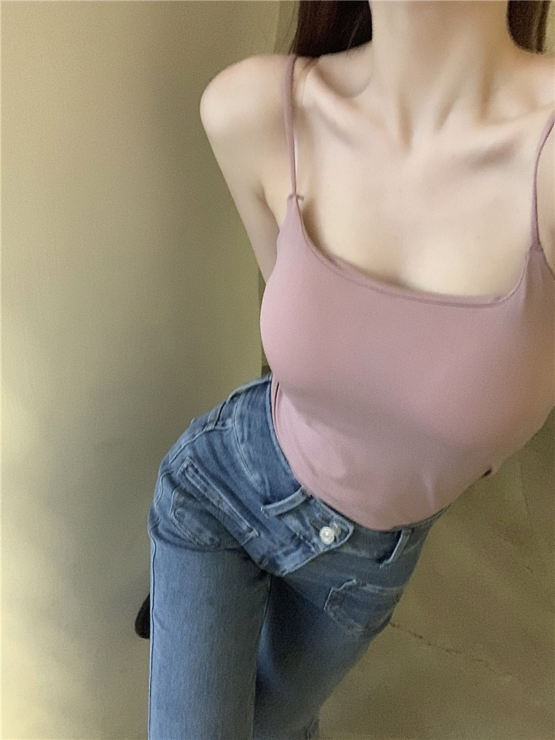 春夏无痕辣妹内搭纯欲美背吊带背心带胸垫外穿打底上衣裹胸抹胸女详情21