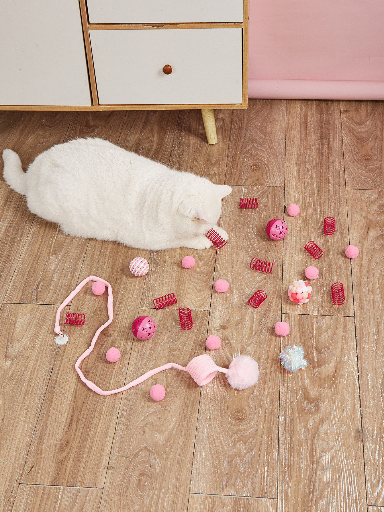 跨境热卖猫玩具套装弹簧铃铛球逗猫套装猫咪自嗨耐咬玩具厂家直销详情25