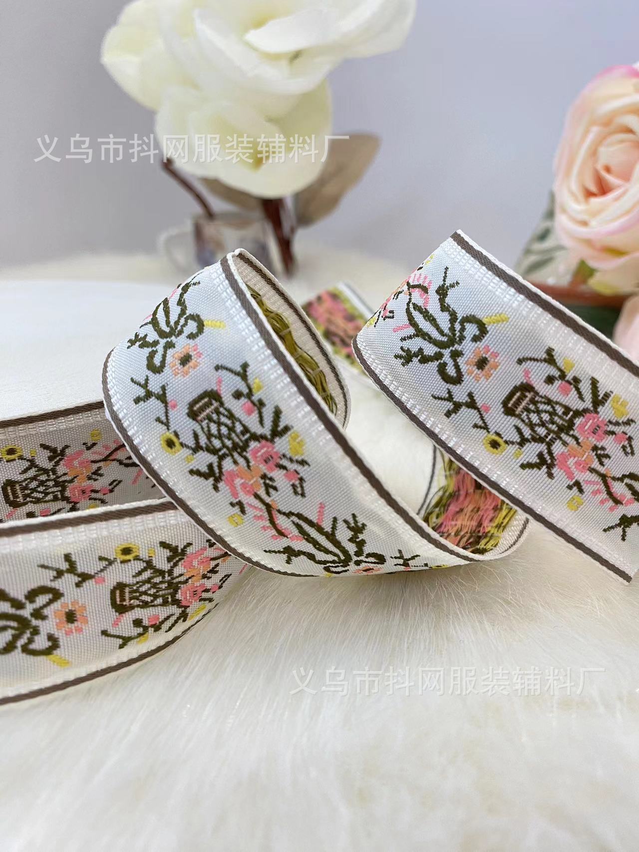 3cm Hanfu accessories, Tang suits, retro classic ethnic style, jacquard webbing, bow webbing, ethnic clothing accessories pic 5