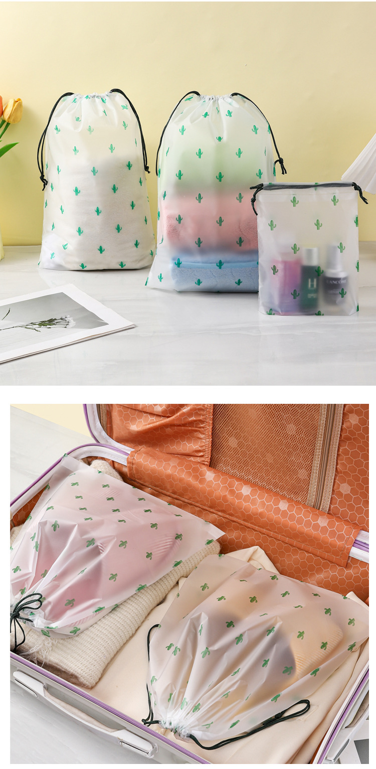鞋子收纳袋磨砂抽绳束口袋仙人掌服装袜子分装袋抽绳袋子批发印刷详情14