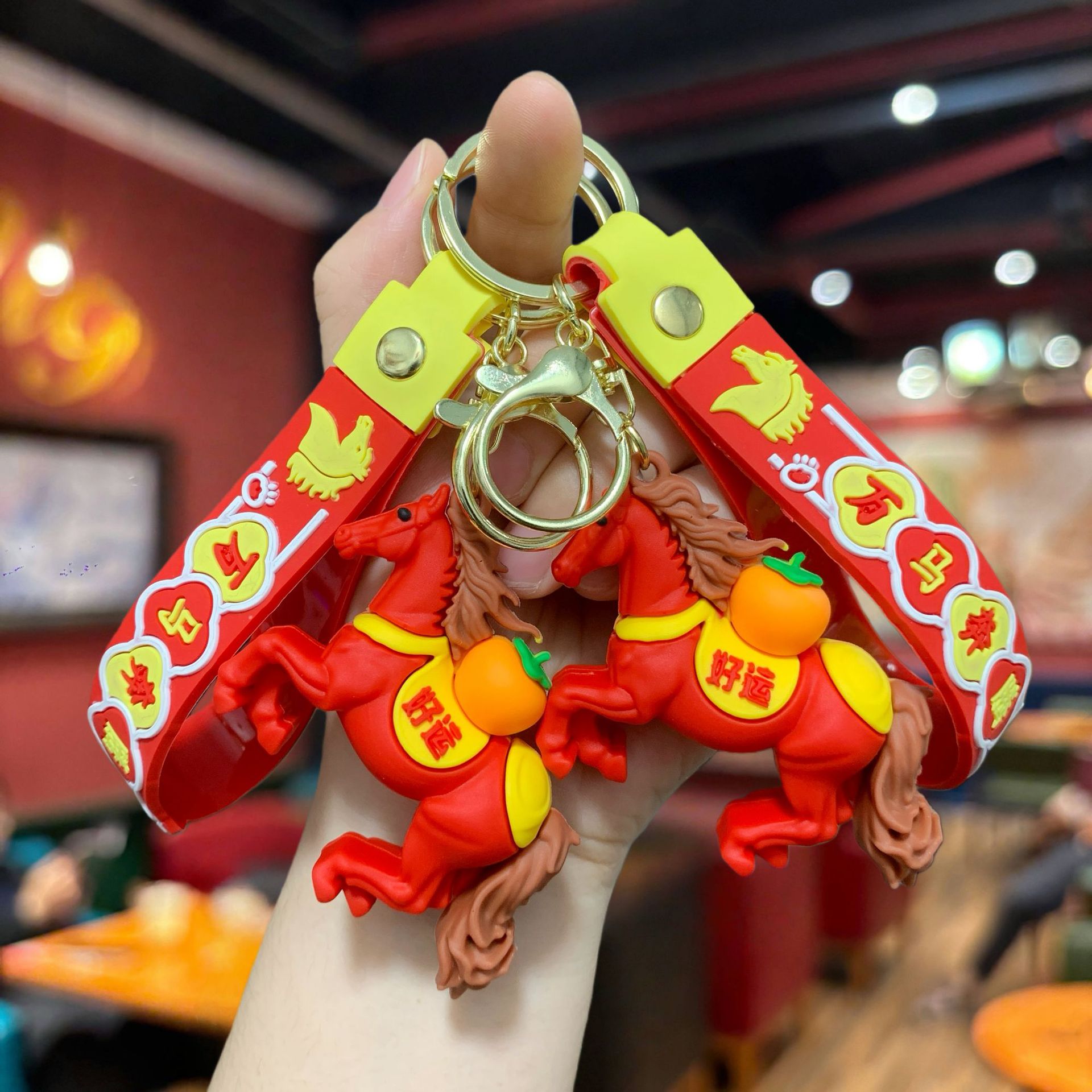 Horse Year zodiac horse figurine keychain pendant, cartoon PVC soft rubber zodiac year gift bag pendant, mascot pic 6