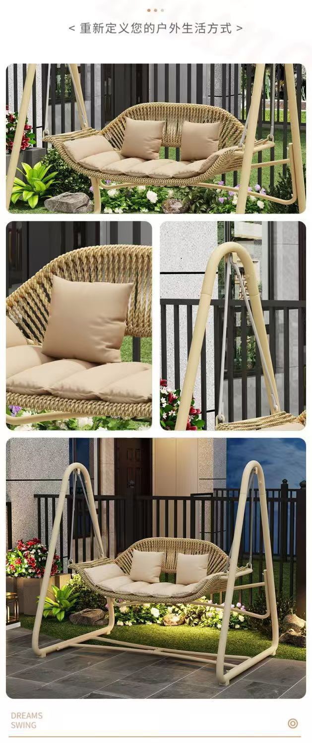 Outdoor swing, courtyard cradle, hanging chair, villa garden, balcony, terrace, leisure, lazy person, Internet celebrity, double rocking chair swing pic 8