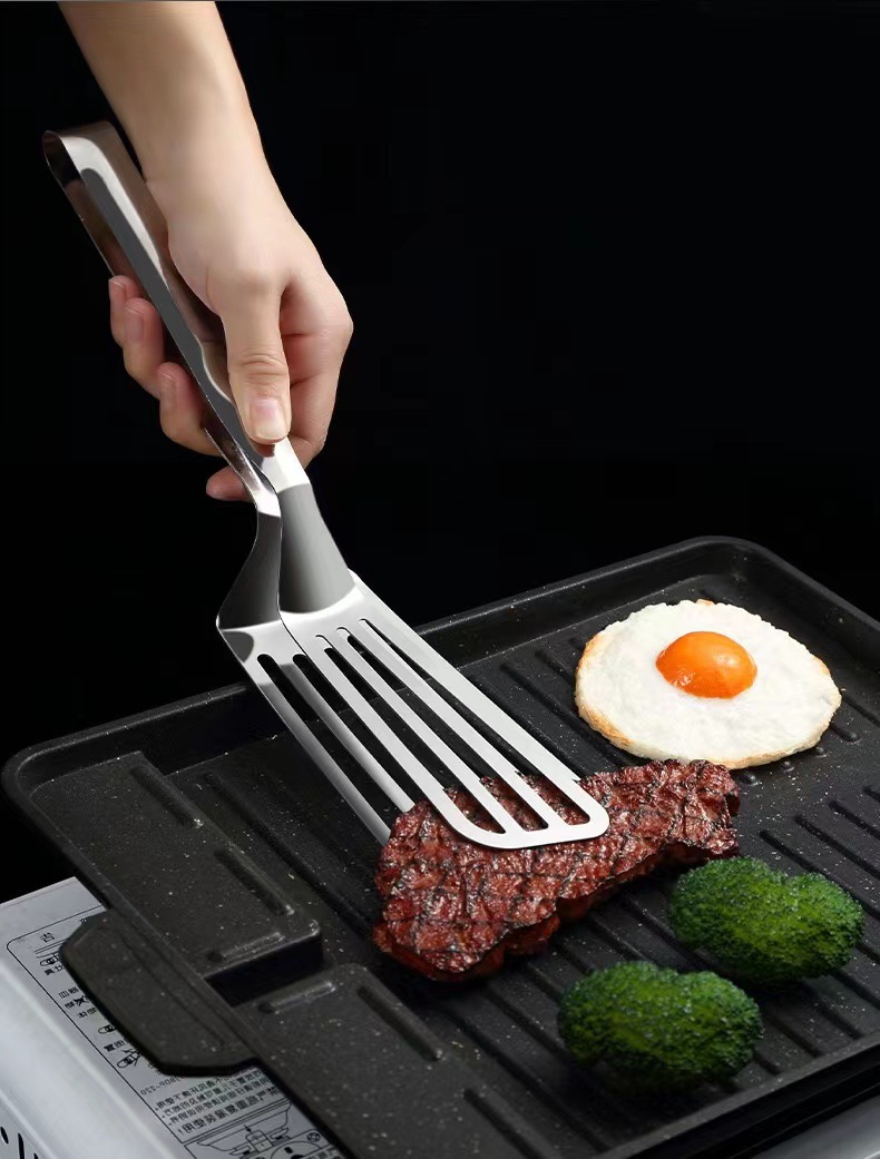 不锈钢厨具多功能食品夹煎铲牛排夹煎鱼夹食物夹户外烧烤夹烤肉夹详情14