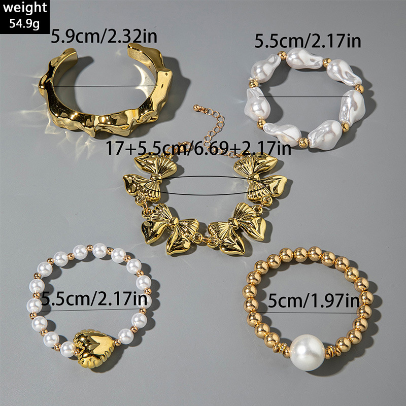 欧美跨境新款多层线条缠绕几何开口手镯套装朋克风波浪形串珠手链详情119