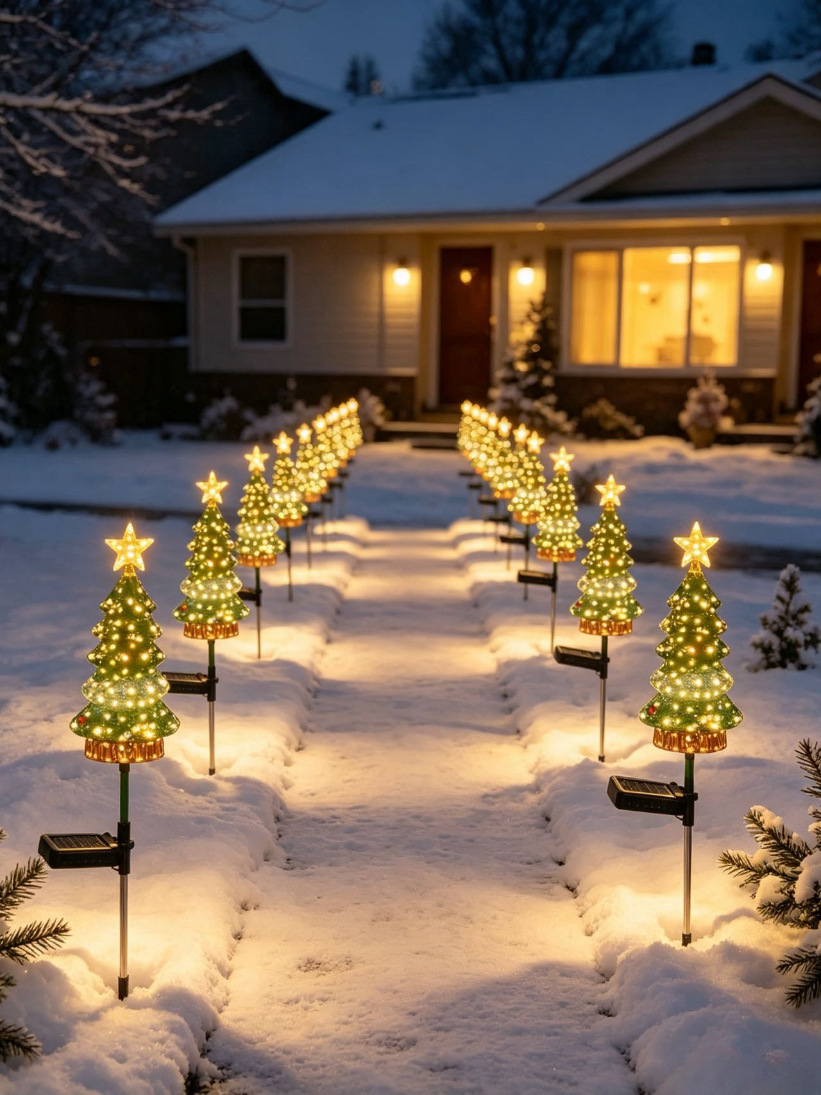 Christmas decorations, solar-powered Christmas ornaments, green Christmas tree shaped solar lighting fixtures, floodlights, outdoor energy-saving and environmentally friendly portable monitoring street lamps, lighting products pic 8
