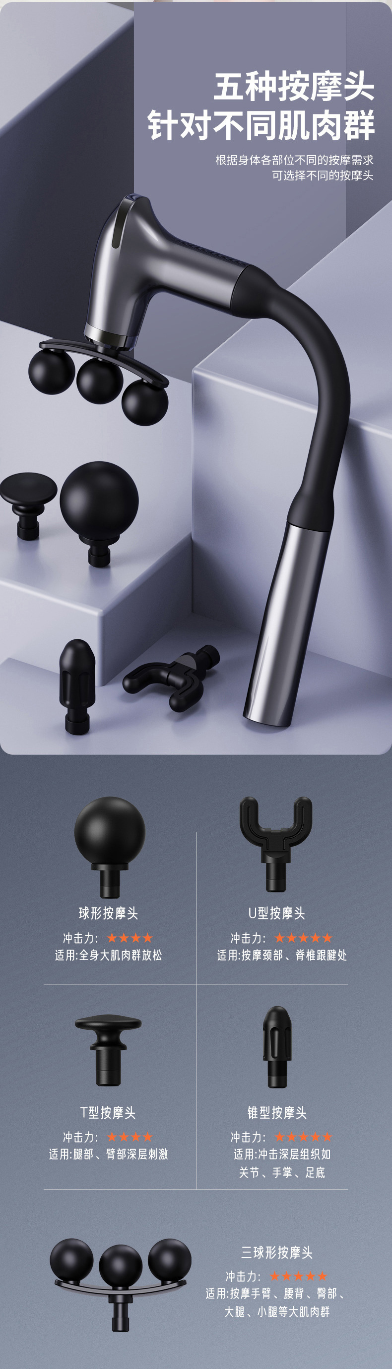 Cross-border elbow fascia gun, shoulder and neck massage, cervical massager, new long-handled elbow fascia gun manufacturer wholesale pic 11