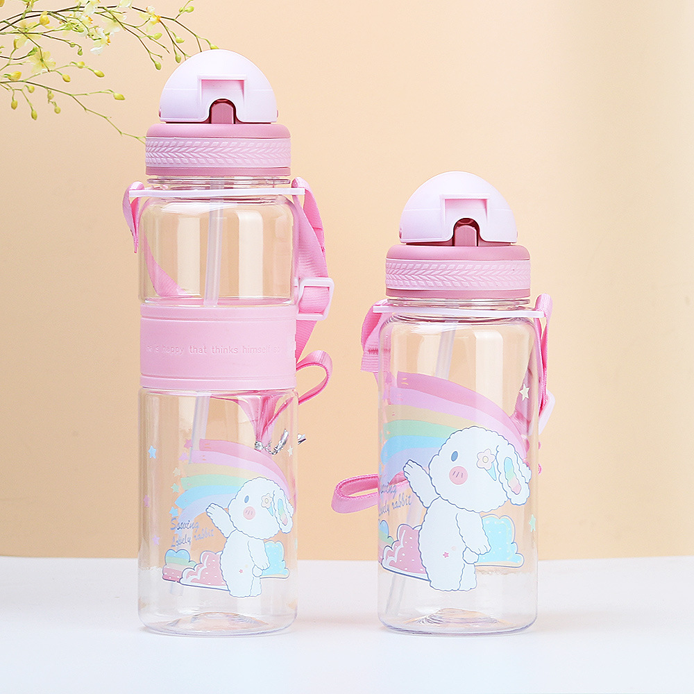 代发可爱卡通吸管杯幼儿园儿童塑料水杯创意学生手提杯子运动水壶详情6
