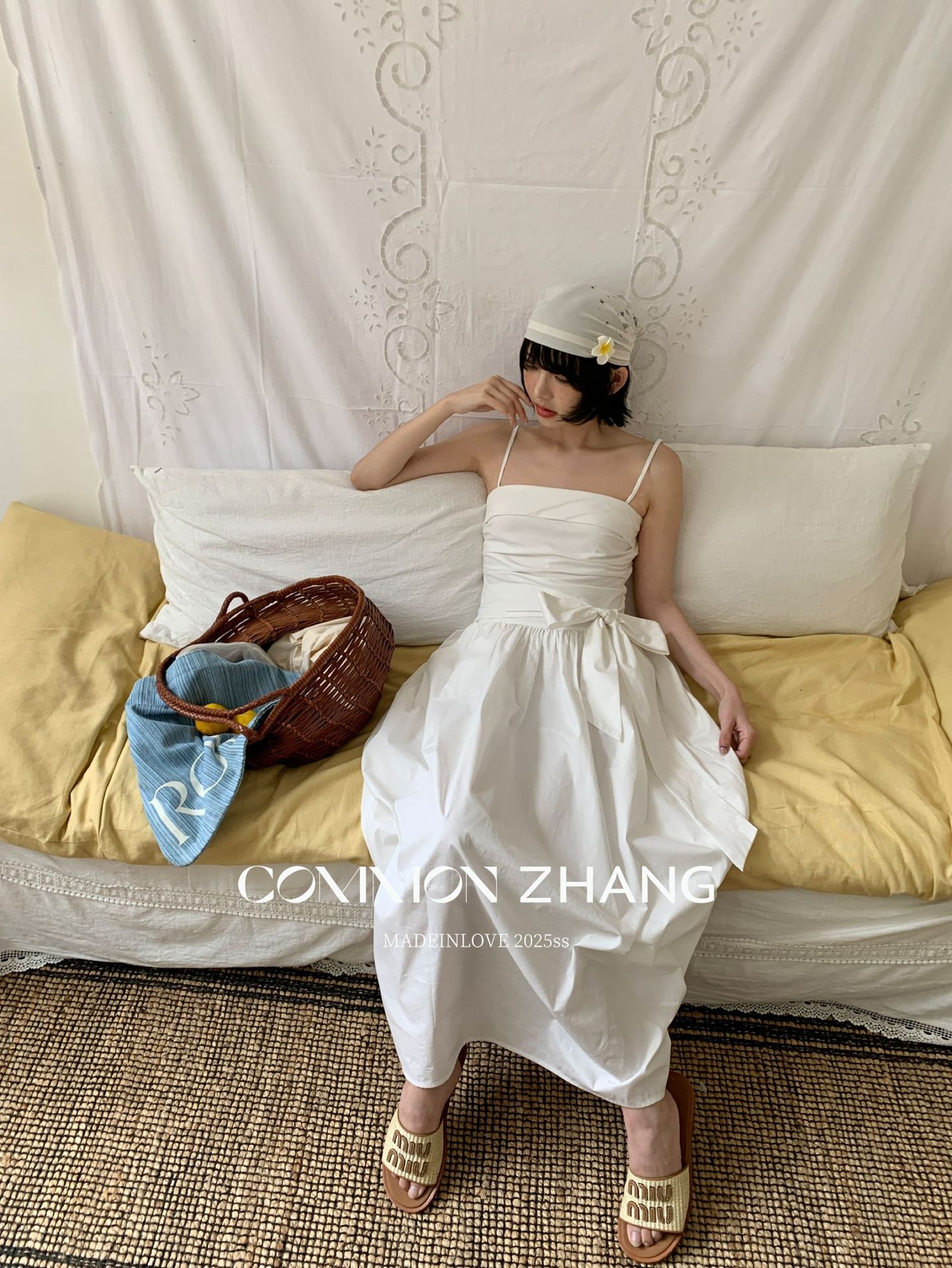 CZ ZHANG Summer Multi-color mint Mamba style lace-up waist-cinching and slimming halter flower bud dress for women B26925 pic 6