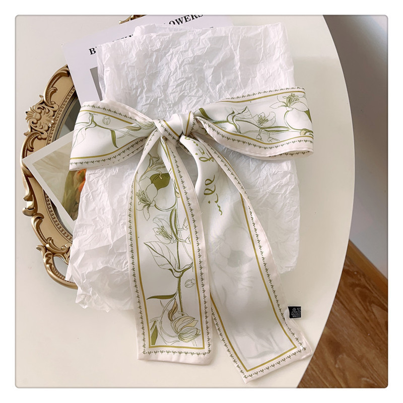 绿色花卉伴手礼盒丝巾绑包包飘带夏季女神发带清新长条绑发带详情26