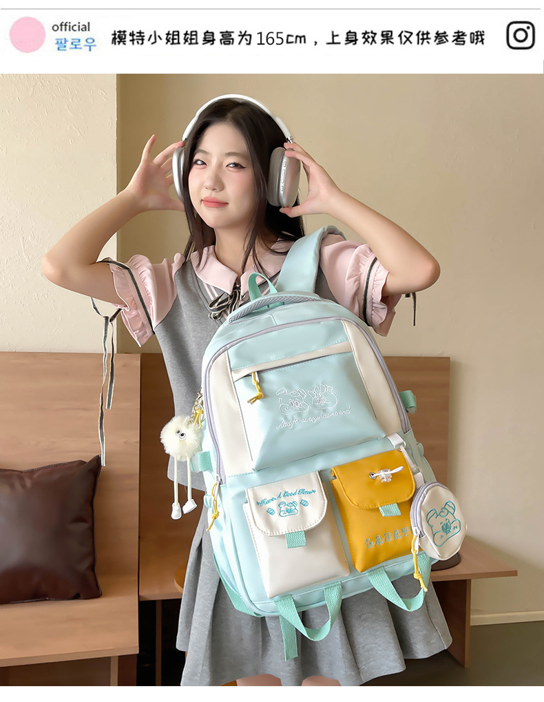 Japanese and Korean casual backpacks, forest-style schoolbags, multi-pocket schoolbags for primary school students, large capacity for cross-border travel for junior and senior high school students pic 2