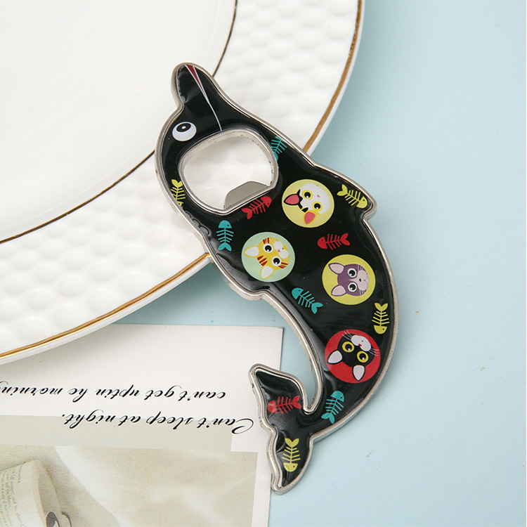 开啤酒瓶盖神器开瓶器瓶起子冰箱贴海豚可爱自粘磁贴创意纪念详情9