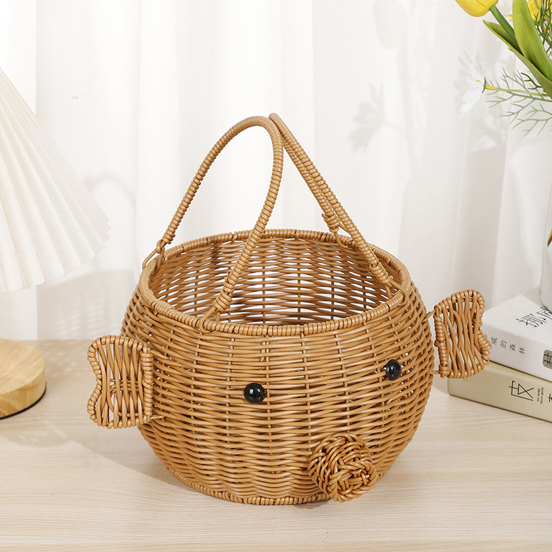 Willow weaving baskets, bamboo weaving baskets, rattan weaving storage baskets, egg creative tableware, fruit plates, elephant and pig animal ornaments manufacturer pic 2