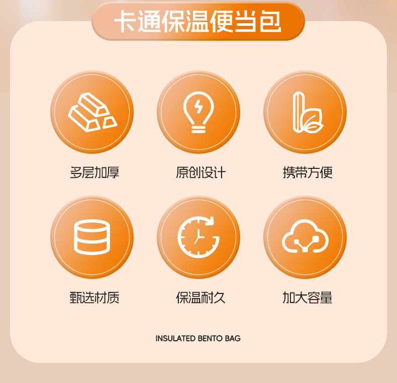 Fun fruit bento bag, thickened large-capacity lunch box bag, portable insulated and fresh-keeping lunch bag, cute hand-held ice pack pic 2