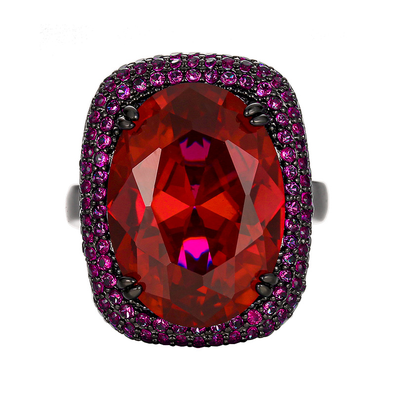 2025新款庄生生珠宝铜底镀金仿真红刚玉黑金高级感套装女石13*18详情10