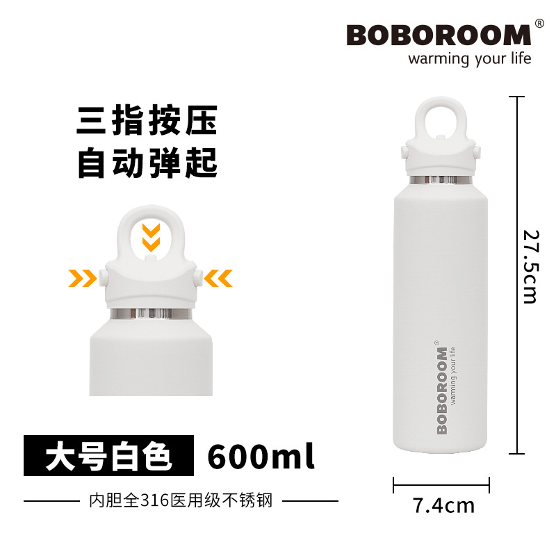 BOBOROOM threaded insulated cup, 316 stainless steel large-capacity water cup, student coffee cup, portable pic 21