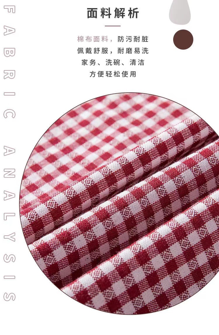 棉布围裙家用厨房做饭防油污背带工作服清新时尚围腰罩衣上班成人详情2