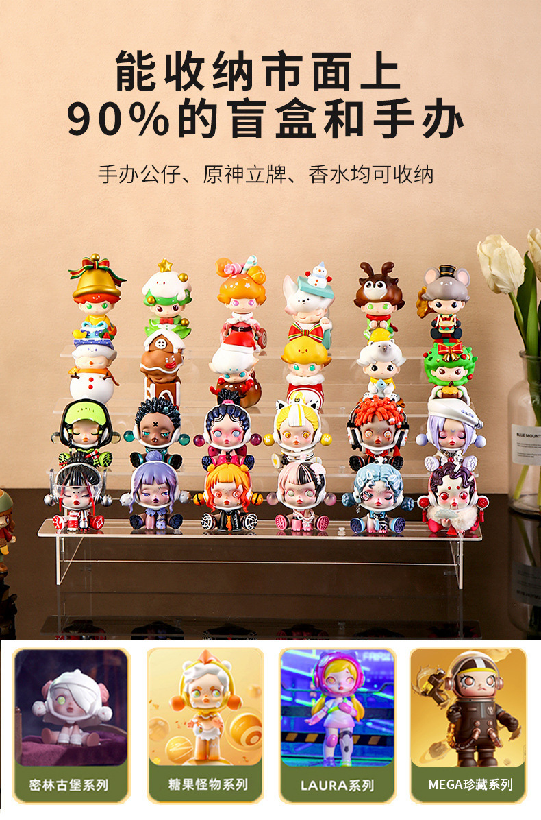 Acrylic step display stand, blind box, transparent multi-layer bubble Mart display stand, doll doll storage stand pic 7